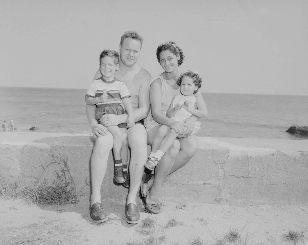 Vintage black and white family portrait