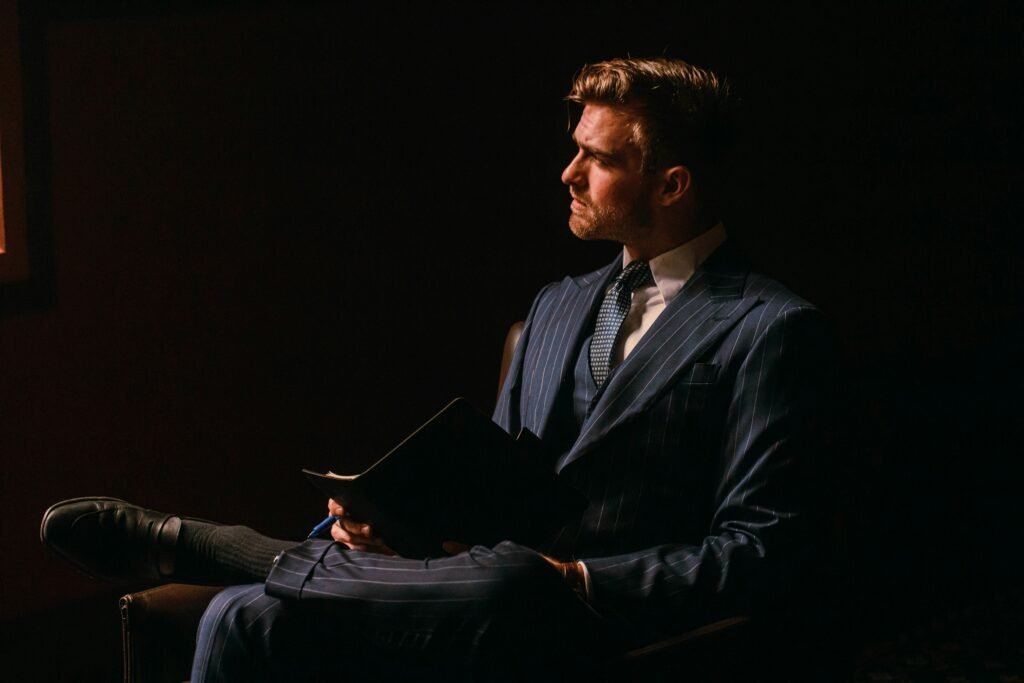 man in blue suit